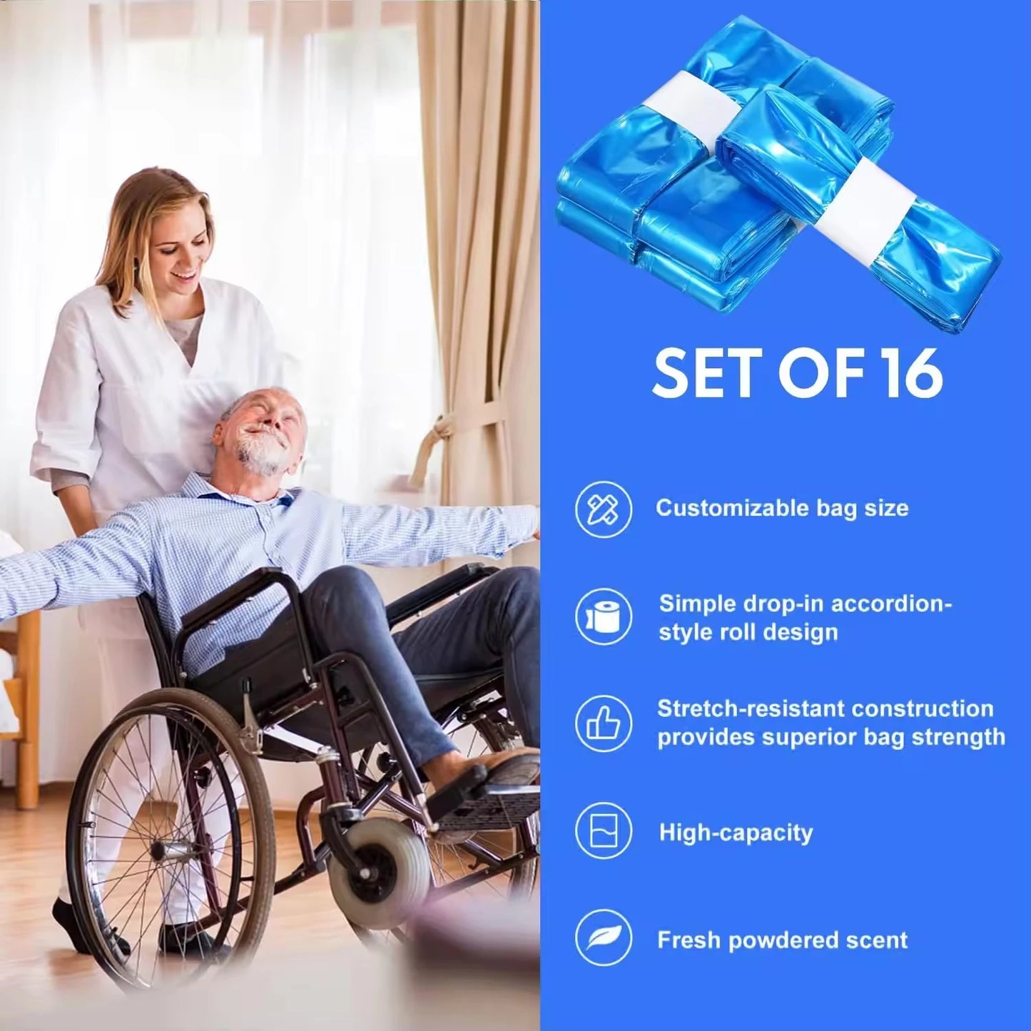 Abbaubare Müllbeutel für Windeleimer 1 5 oder 10 Stück Blau