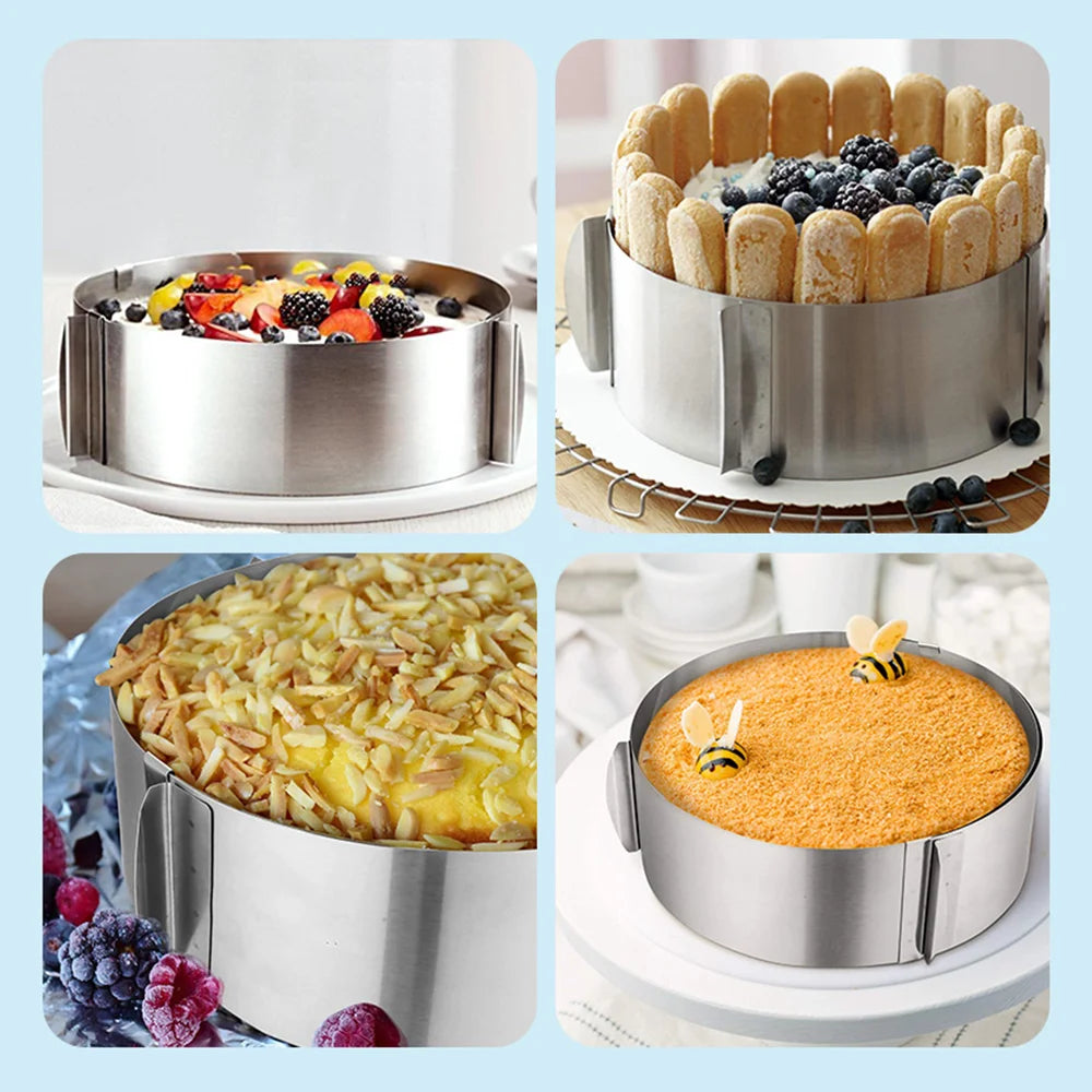 Flexibler Kuchenring 16–30 cm aus rostfreiem Edelstahl mit Skala für perfektes Backen