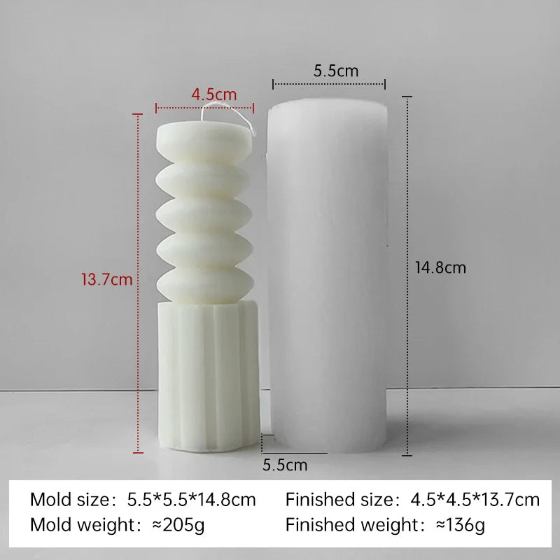 Silikonform für gestreifte Zylinderkerzen DIY Aroma Säule Gips Harz