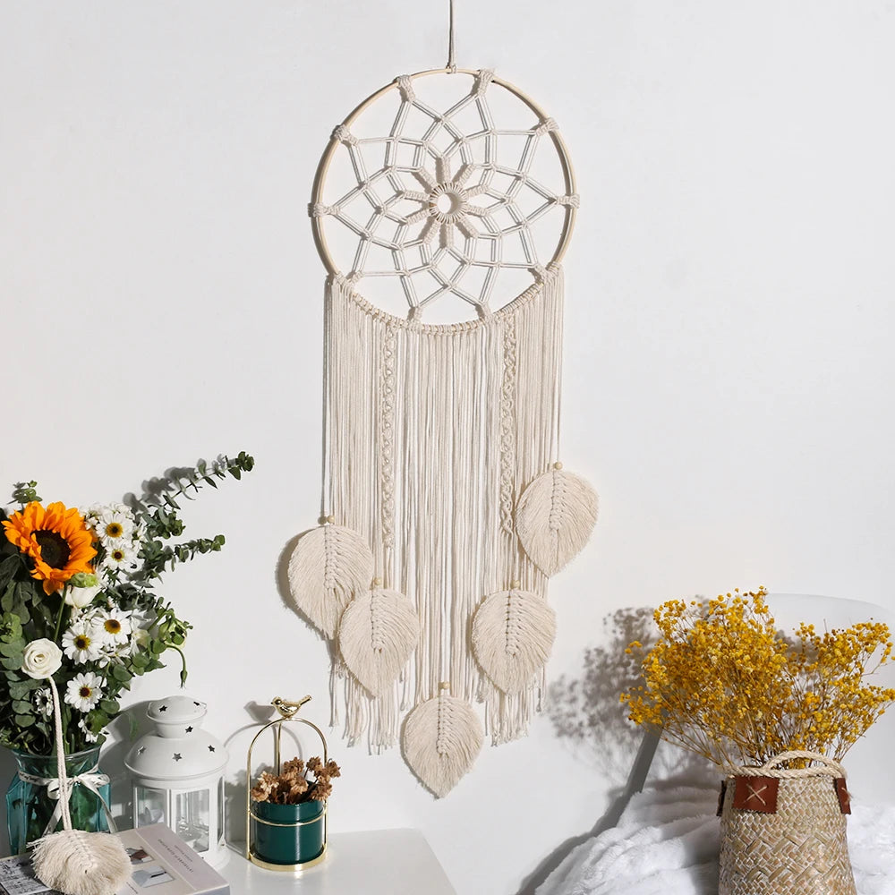 Makramee Traumfänger Blatt Wandbehang – Boho Deko für Ihr Zuhause