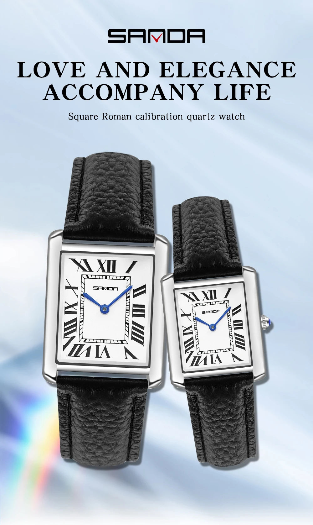 Elegante Herren Quarzuhr mit Lederband und römischem Zifferblatt