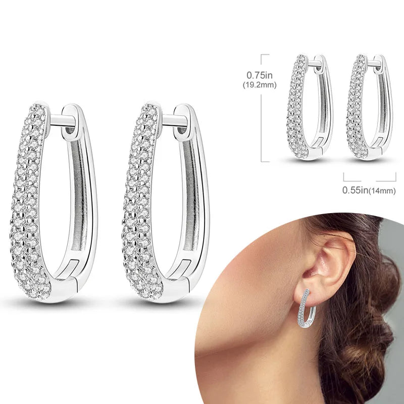 925 Sterling Silber Creolen mit Zirkonia Wassertropfen für Damen