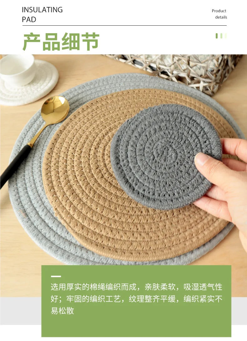 Seil Gewebtes Tischset Baumwolle, Isolierend, fuer Esstisch Kuech