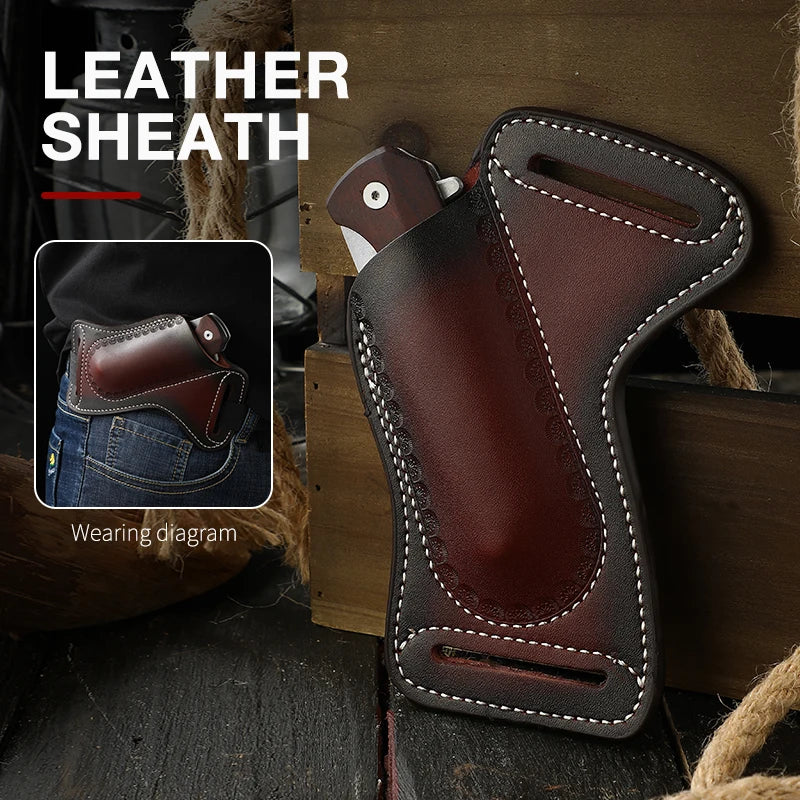Vintage Leder Gürtelhülle für Klappmesser Outdoor Werkzeug Minitasche