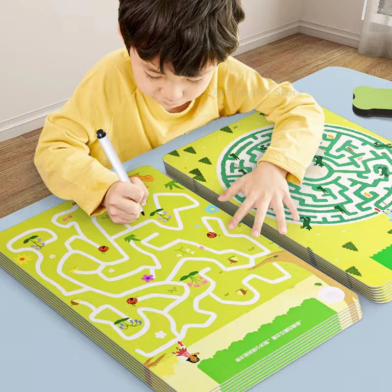 Trainingsbuch Konzentrationslabyrinth für Kinder Stiftkontrolle Montessori