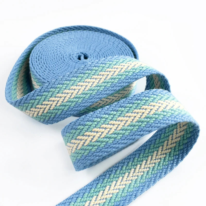 Farbig gestreiftes Baumwollgurtband 38 mm 2,5 mm dick vielseitig einsetzbar