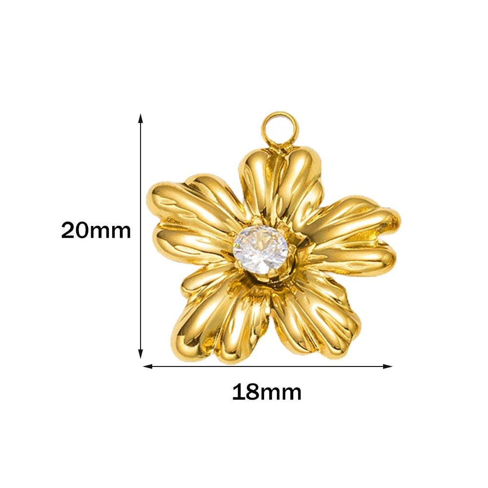 Edelstahl Blumen Charms für DIY Schmuckherstellung in Gold oder Stahl