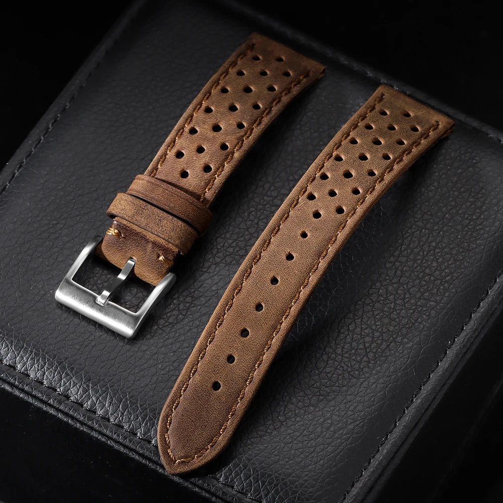 Vintage Uhrenarmband aus echtem Rindsleder in drei Breiten