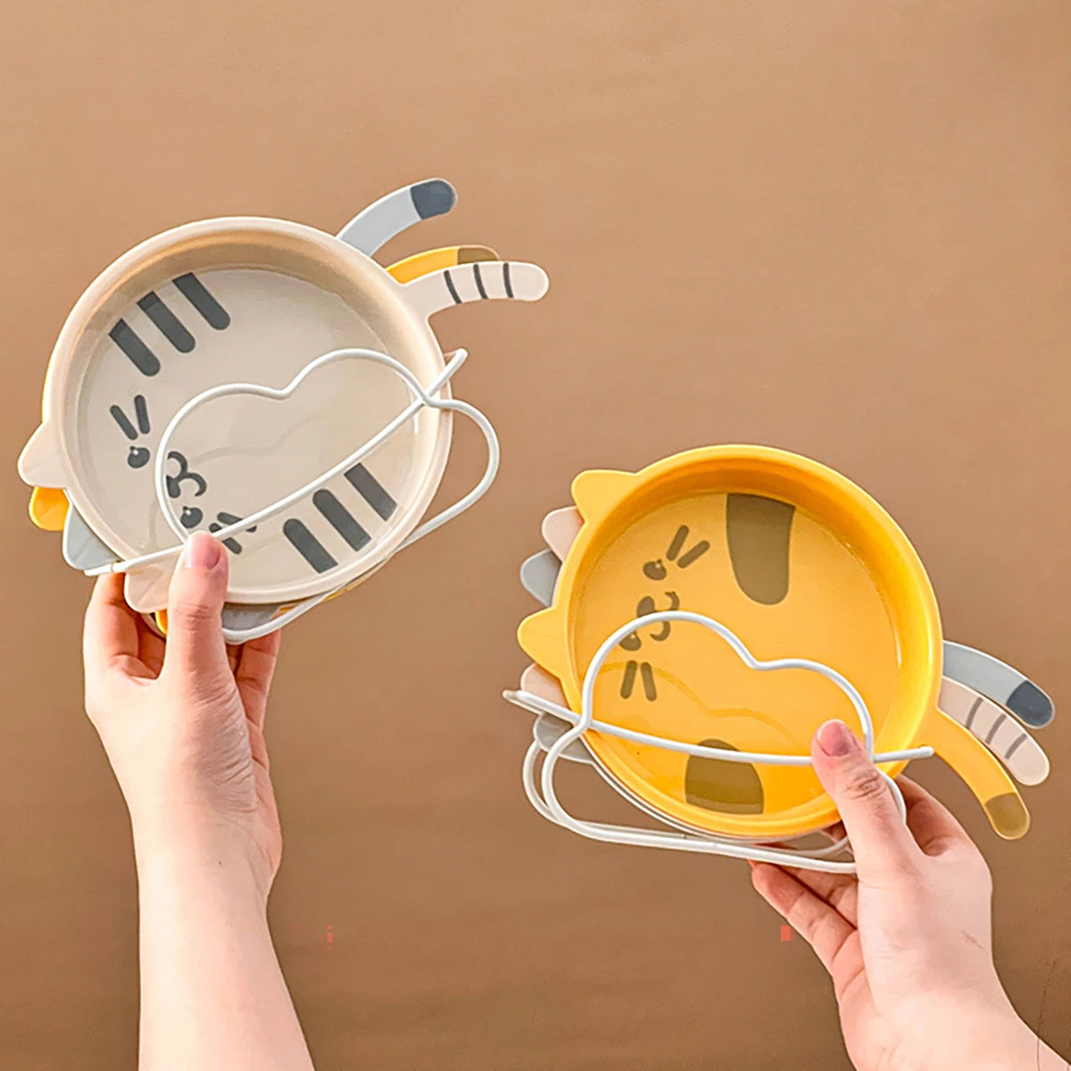 Niedlicher Katzenmuster Kunststoff Dessert Snack Teller spülmaschinenfest