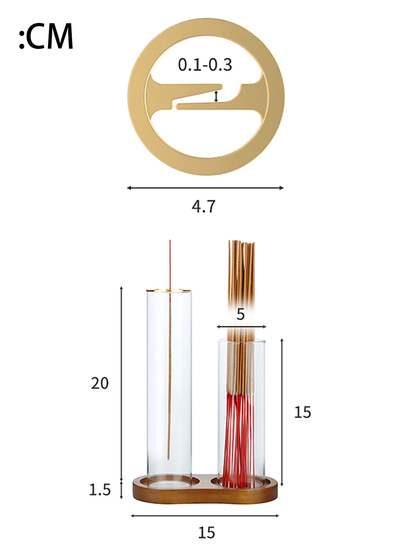 2 in 1 Räucherstäbchenhalter aus Glas mit Organizer und Aschefänger