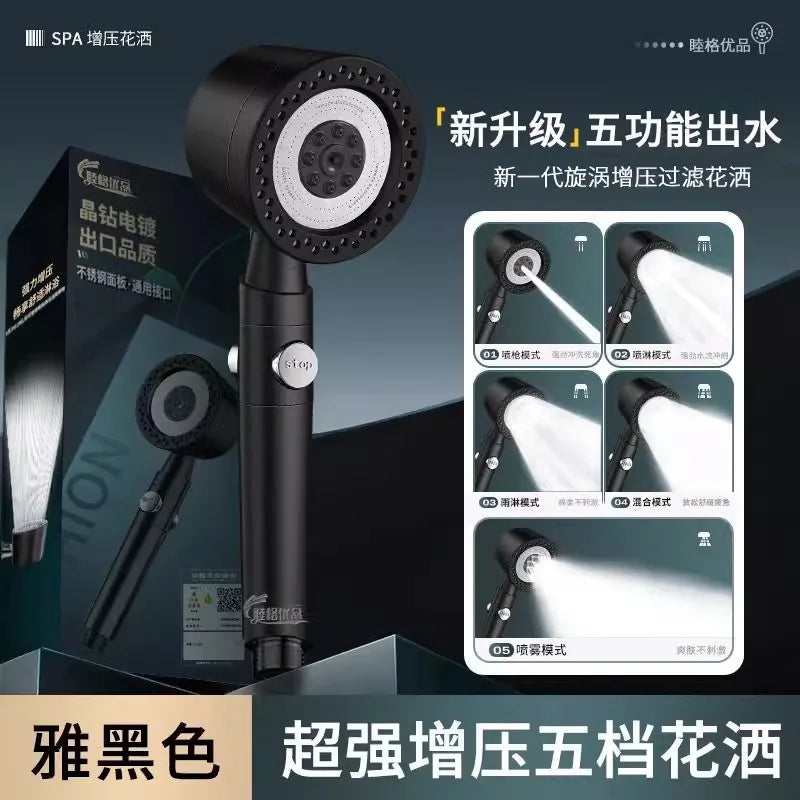 Hochdruck Duschkopf mit 5 Modi Wassersparender Handbrause Filter Set