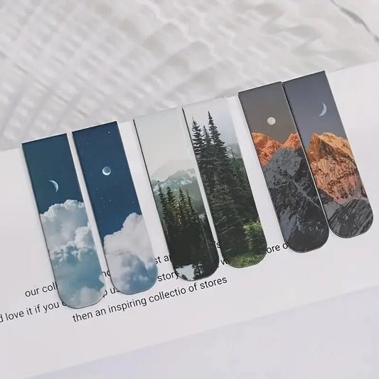 2er Set magnetische Lesezeichen Waldlandschaft für Bücher Leser