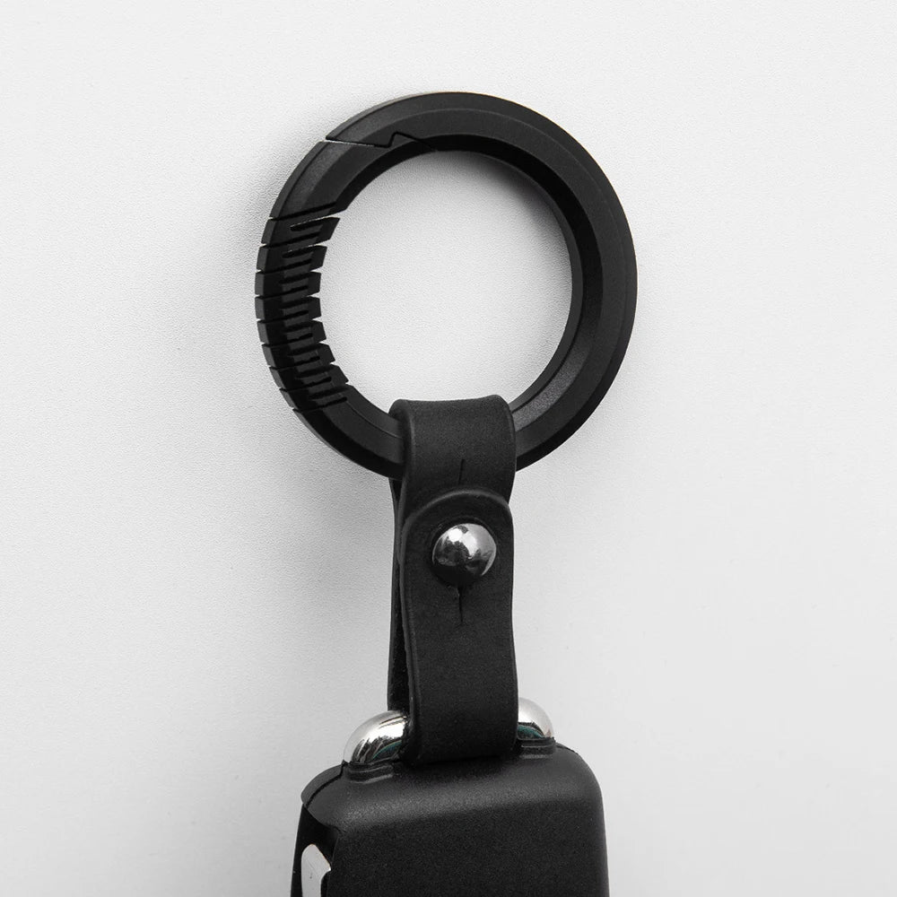 Schwarzer Titan Leder Schlüsselanhänger Herren leichtes EDC Geschenk