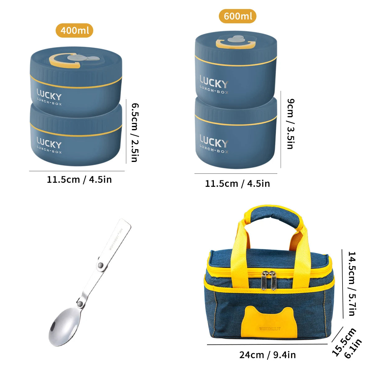 Bento Lunchbox Set isoliert Edelstahl - Thermobehälter mit Tasche