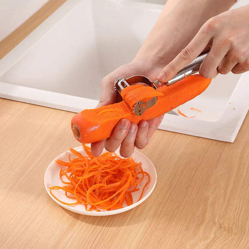 Effizient - Robust: Edelstahl 2-in-1 Schäler mit Julienne Reibe, 18 cm