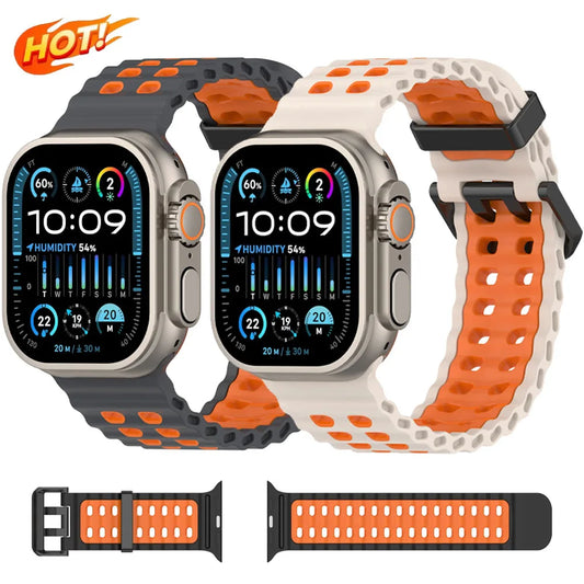 Zweifarbiges Silikonarmband 21cm Sportlich Leicht für Smartwatches