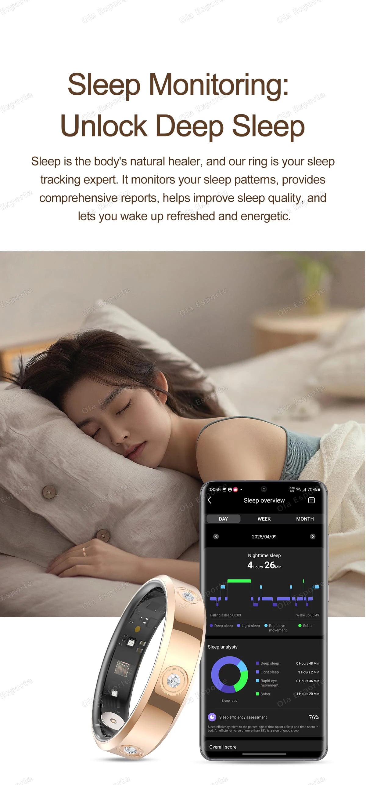 Schmaler Damen Smart Ring mit Schlaf und Gesundheitsmonitor 2025