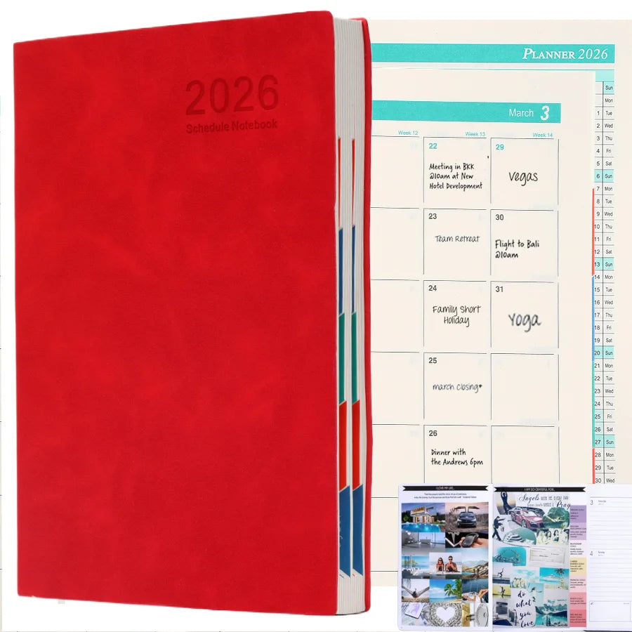 Tragbarer A5 Taschenplaner 2026 mit PU Einband für Organisation