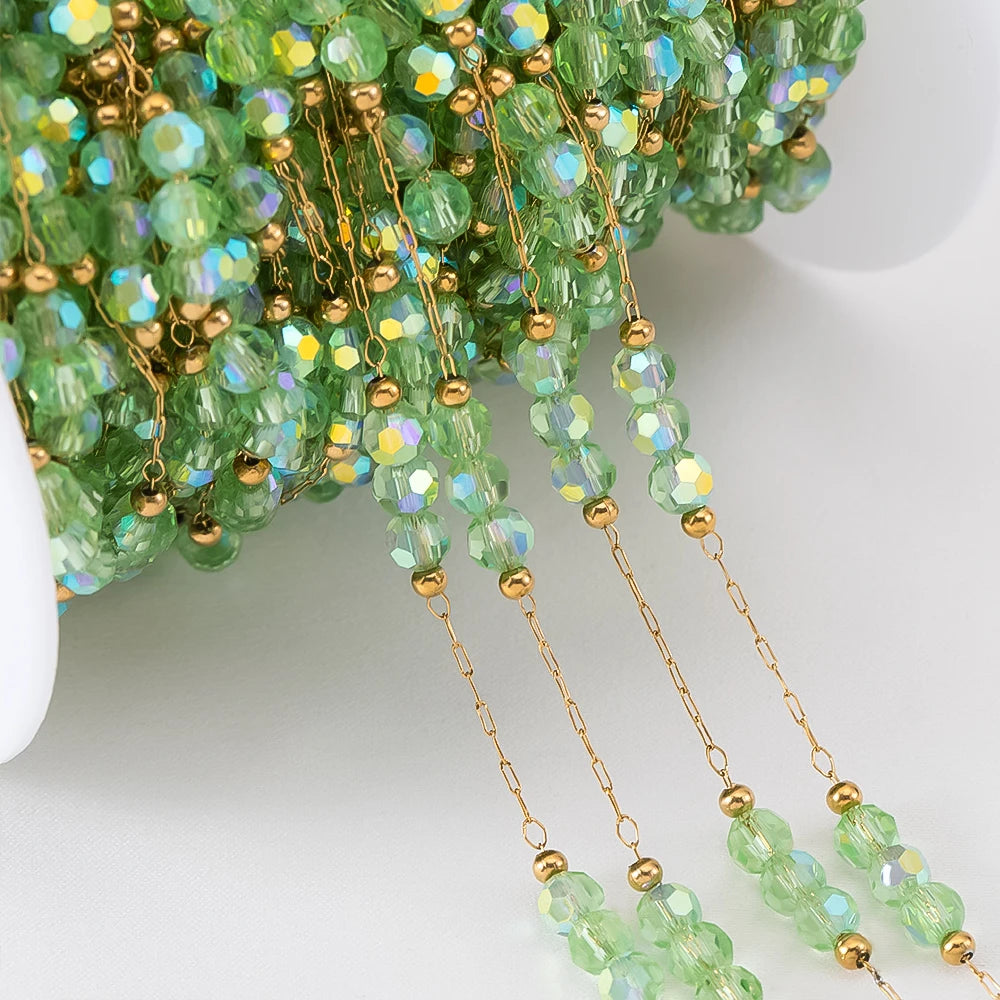 Edelstahl Perlenkette 1 Meter mit Farbverlauf für DIY Schmuck