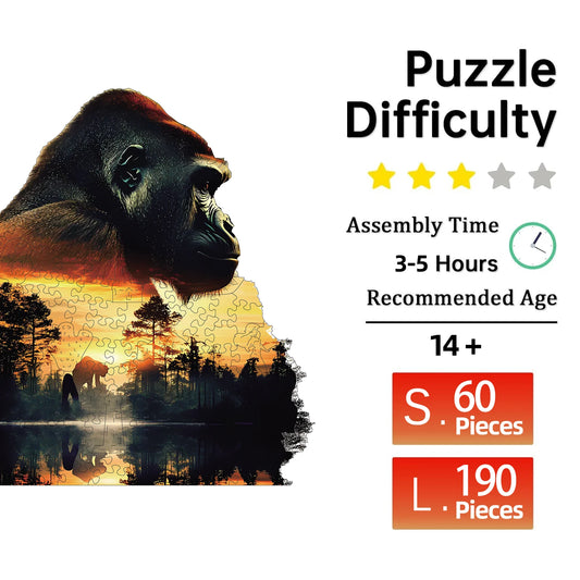 Holzpuzzle Waldlandschaft mit Orang Utan Tiermotiven für Erwachsene-Yabubest - Home & More