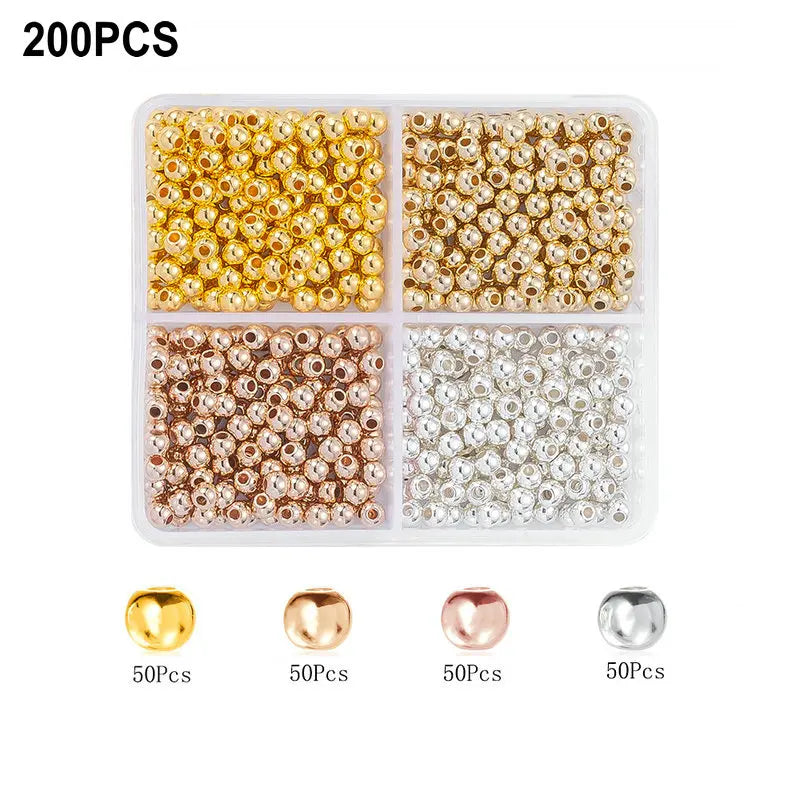 4 Farben CCB Spacer Perlen Kit mit 6 Stilen für Schmuck DIY Handwerk