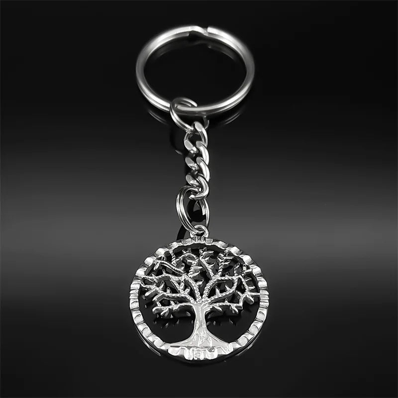 Baum des Lebens Schlüsselanhänger aus Edelstahl Silber Unisex Geschenk