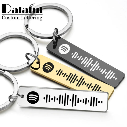 Personalisierter Spotify-Code Schlüsselanhänger gravierbar silber