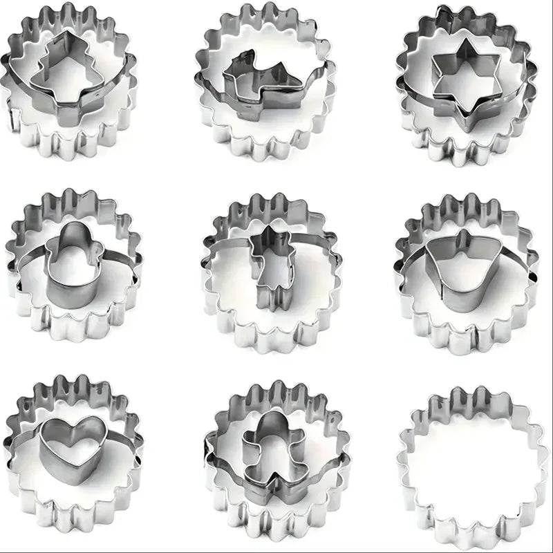 9-teiliges Ausstechformen-Set - Edelstahl - Weihnachtsmotive für Kekse