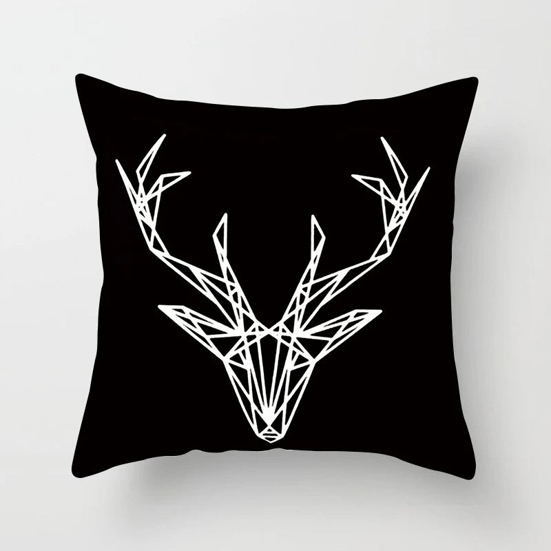 Dekorativer Kissenbezug Schwarz Weiß Geometrischer Würfel Muster