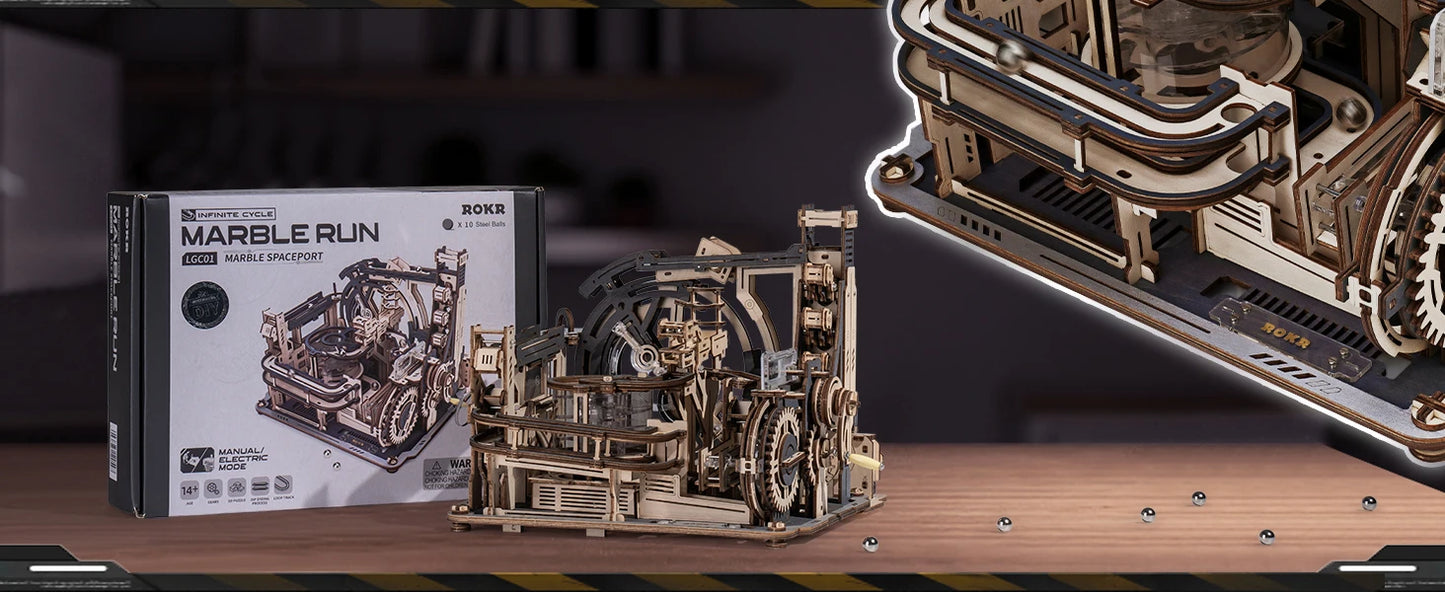 Elektrischer Marmor Lauf 3D Puzzle aus Holz mit Lichtfunktion-Yabubestshop