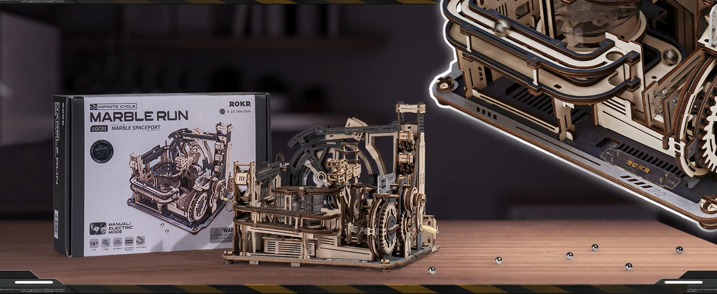 Elektrischer Marmor Lauf 3D Puzzle aus Holz mit Lichtfunktion-Yabubestshop