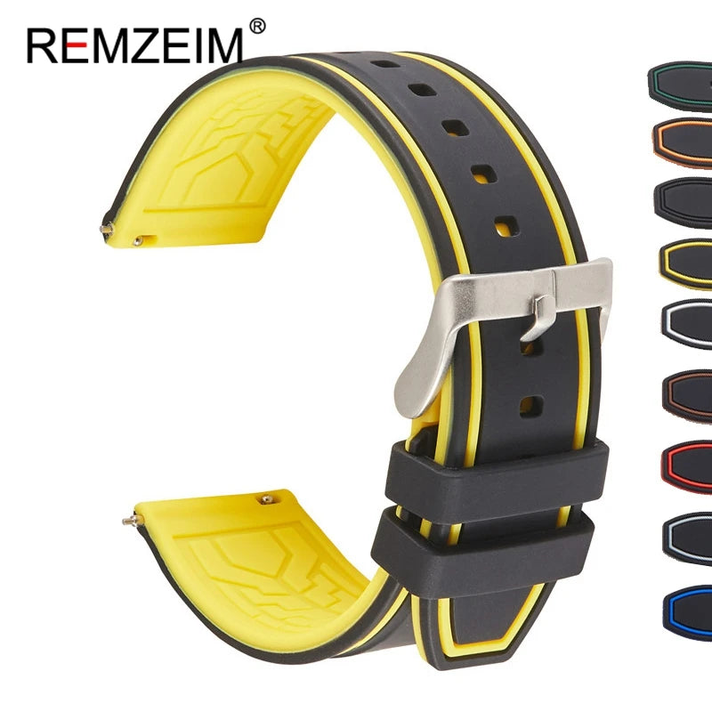 Silikon Uhrenarmband mit Schnellverschluss in 20/22/24mm Breite