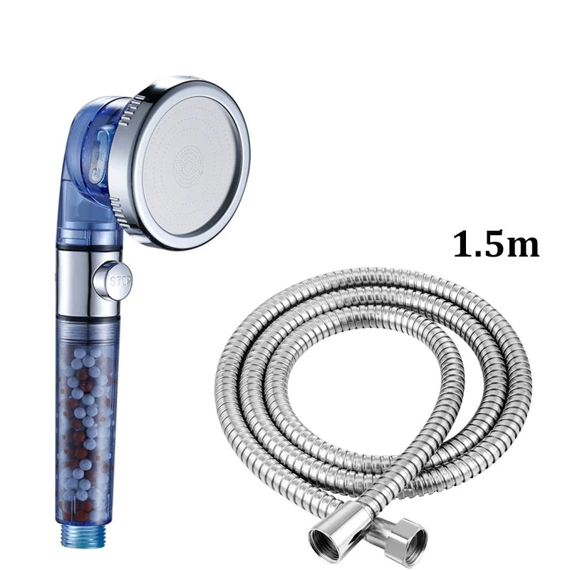 3-Modus Wassersparender Handbrause Kopf mit Negativ-Ionen Filter und Wasserstopp