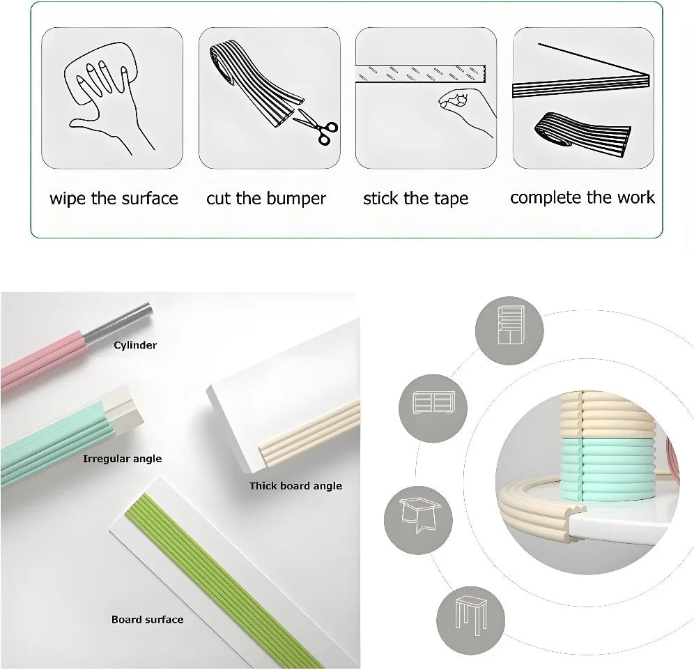 2M Sicherheitsschutzstreifen Kantenschutzstreifen Tisch Eckenschutz 8mm