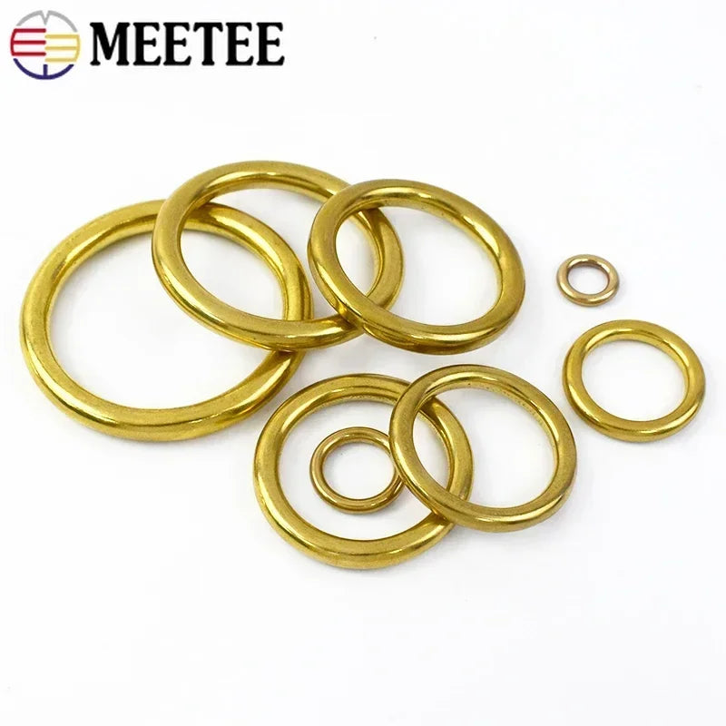 Massiver Messing O-Ring Schnalle 8-51mm für Hundeleine Gurtband 2/5/10 Stk.