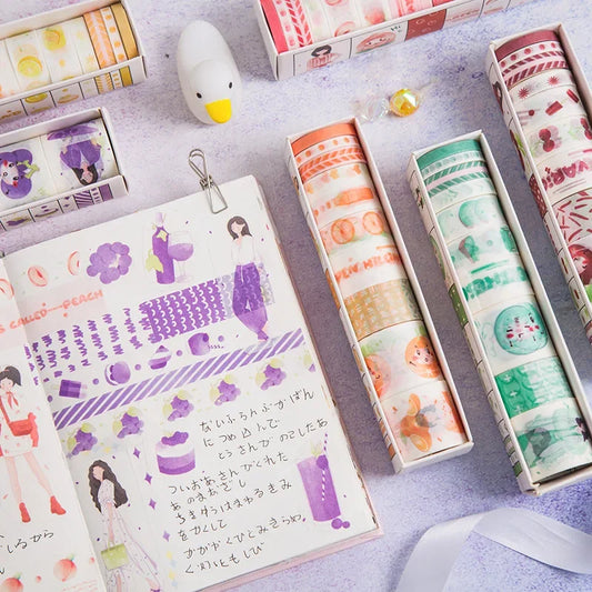10 Rollen Washi-Papierband in verschiedenen Breiten 2m Länge für DIY Dekoration
