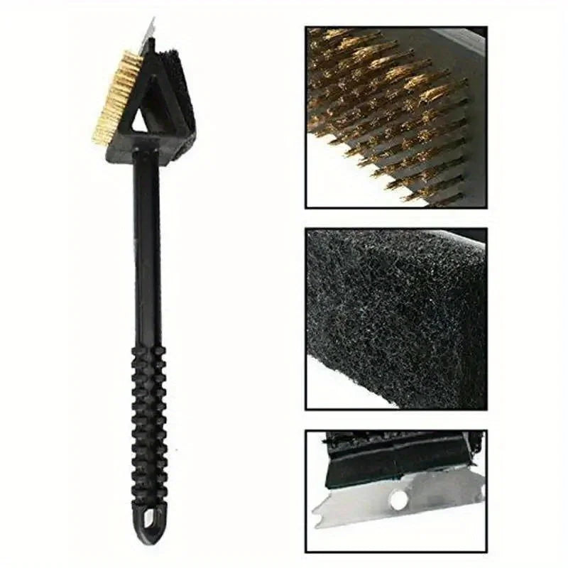 3-in-1 Kupfer-Draht Reinigungsbürste mit langem Griff für Grill und Ofen