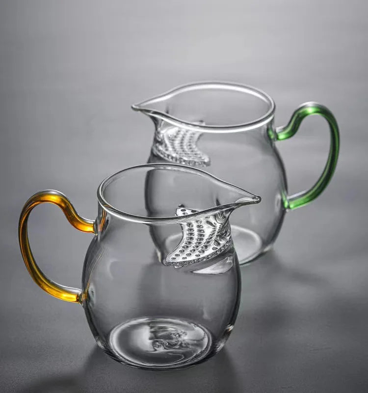 Verdickte Glas Teetasse mit hitzebeständigem Silikongriff und integriertem Teefilter