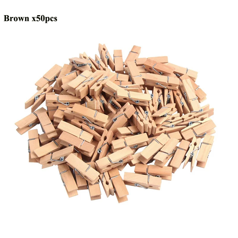 Mini 25mm Holzclips für Fotos & Deko – 50 oder 100 Stück Natur/Mix