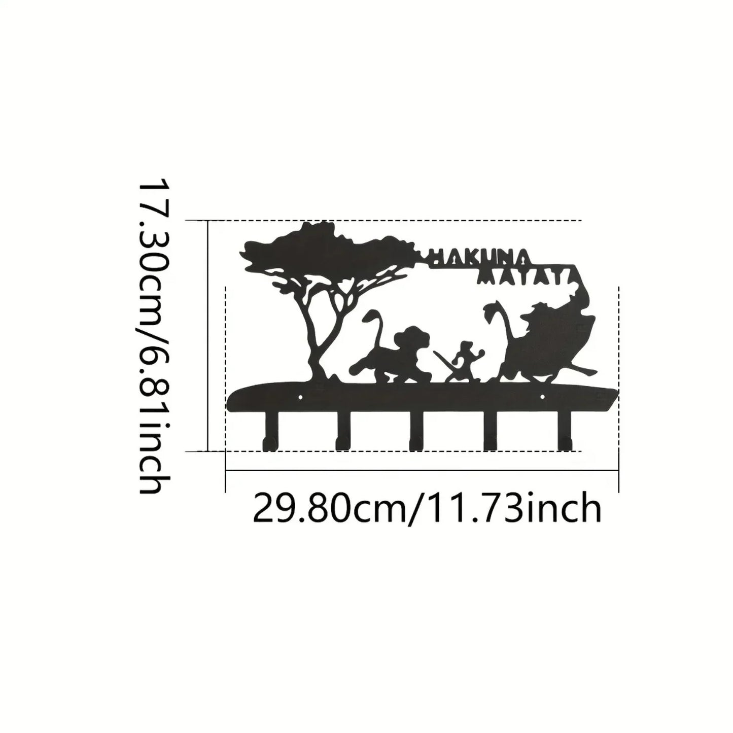 Wand Schlüsselhaken Schwarz Metall mit Cartoon Tiermuster Dekor