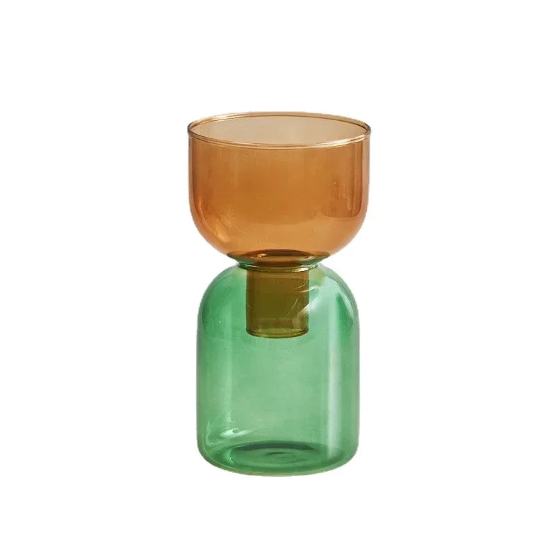 Set aus 2 Mini Glasvasen für Hydroponik und Dekoration