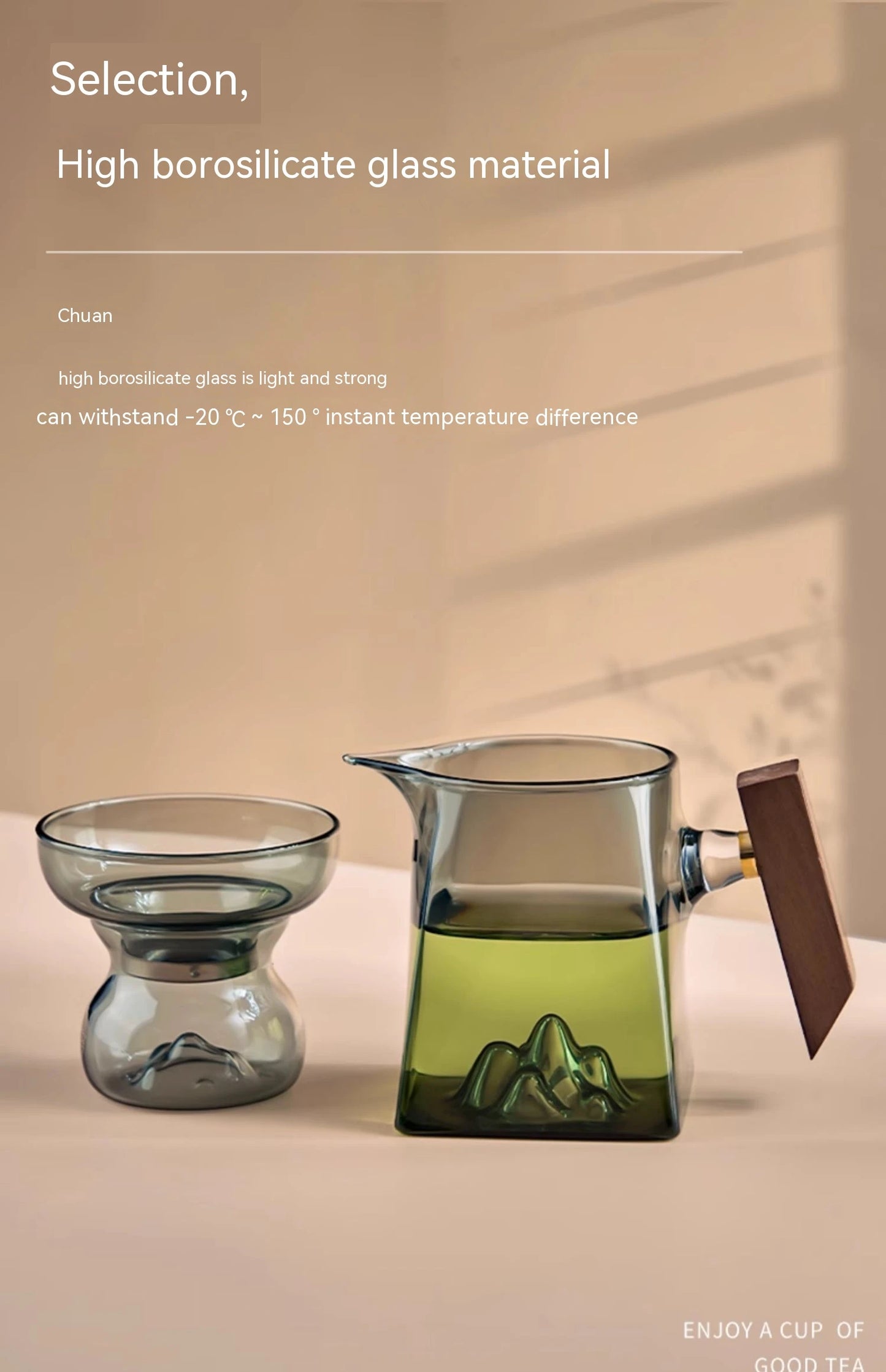 GIANXI Teetasse 350 ml Pyrex Tee-Set mit Griff und Filter handcrafted