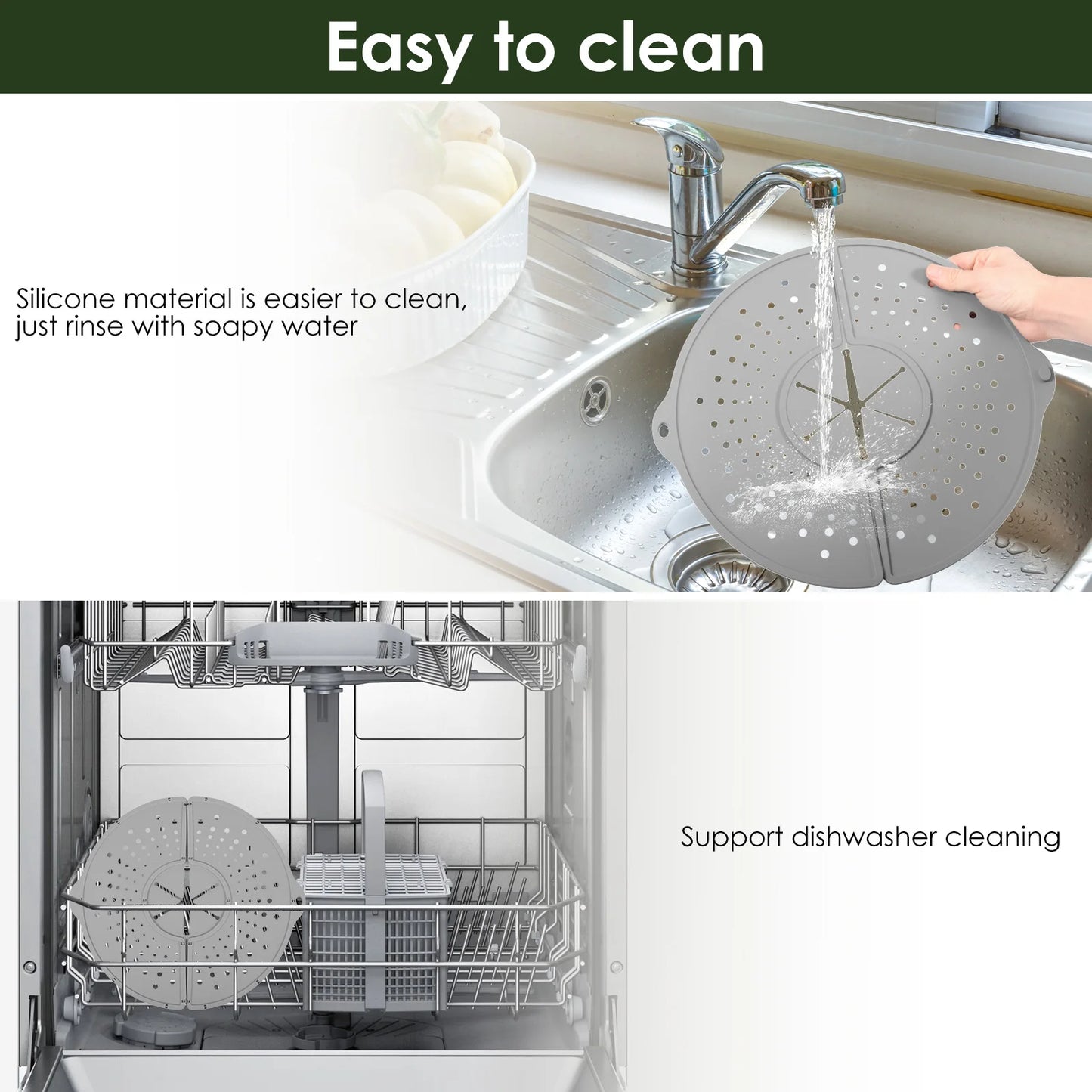 Silikon Spritzschutz faltbar für Bratpfannen 10 bis 12 Zoll