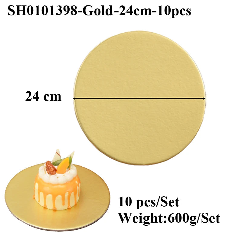 Runde Kuchenkartons 10-30 cm mit goldener oder silberner Beschichtung