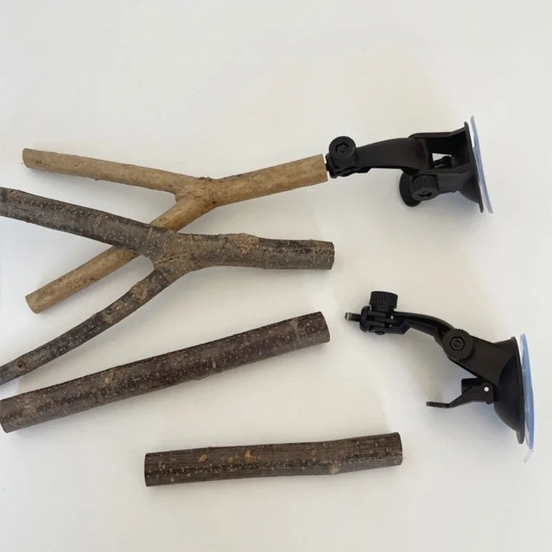 Papagei Holz Sitzstangen mit Saugnapf für Vogelkäfig Spielzeug Zubehör