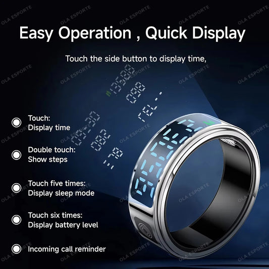Wasserdichter Smart Ring mit Display und Gesundheitsmonitor