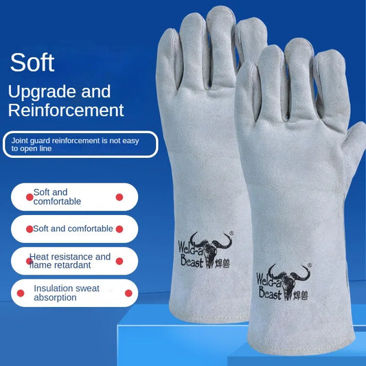 Hochwertige Schweißhandschuhe aus dickem Rindsleder für optimalen Schutz