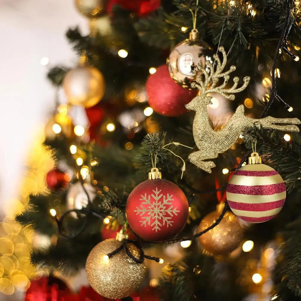 50-teilige Weihnachtskugeln rot gold für festliche Dekoration