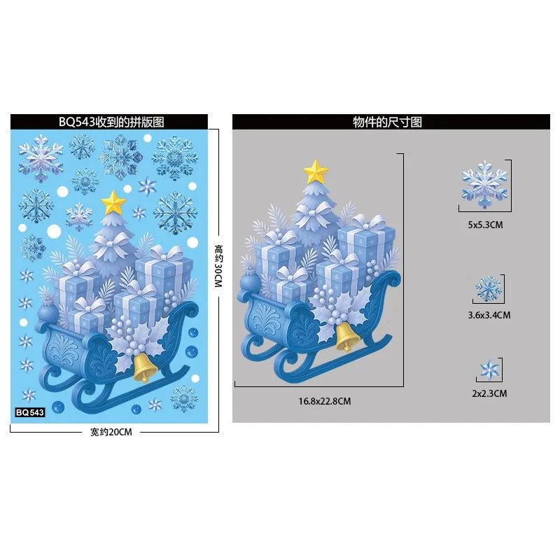 Weihnachtliche Fensteraufkleber mit Schneemann Schneeflocke und Elch