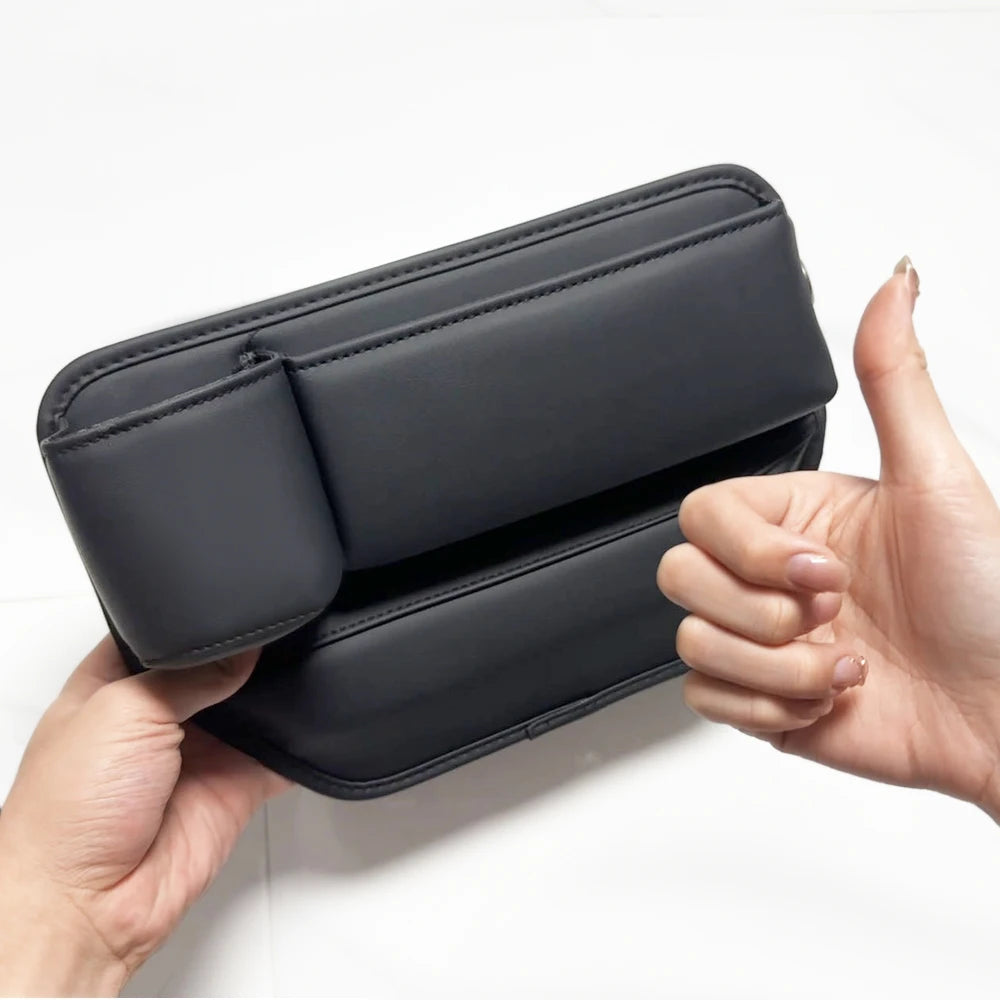 Auto Sitz Spalt Organizer mit Getränkehalter & Leder Optik